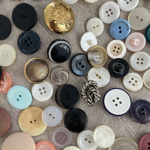 Vintage 164 Lot of Spare Buttons Metal Pastel Rhinestone Crest Assortment - Picture 2 of 13